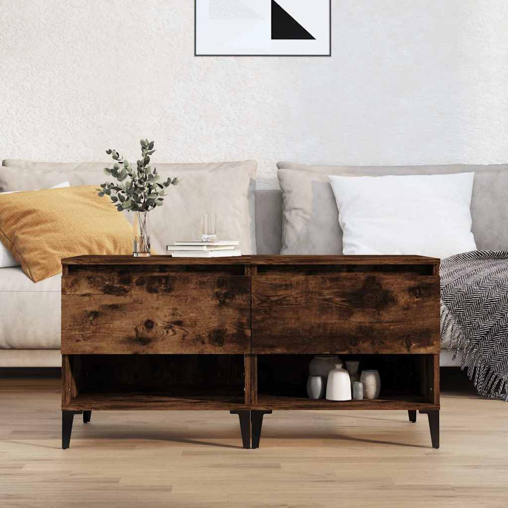 Tavolini 2pz Rovere Fumo 50x46x50 cm in Legno Multistrato