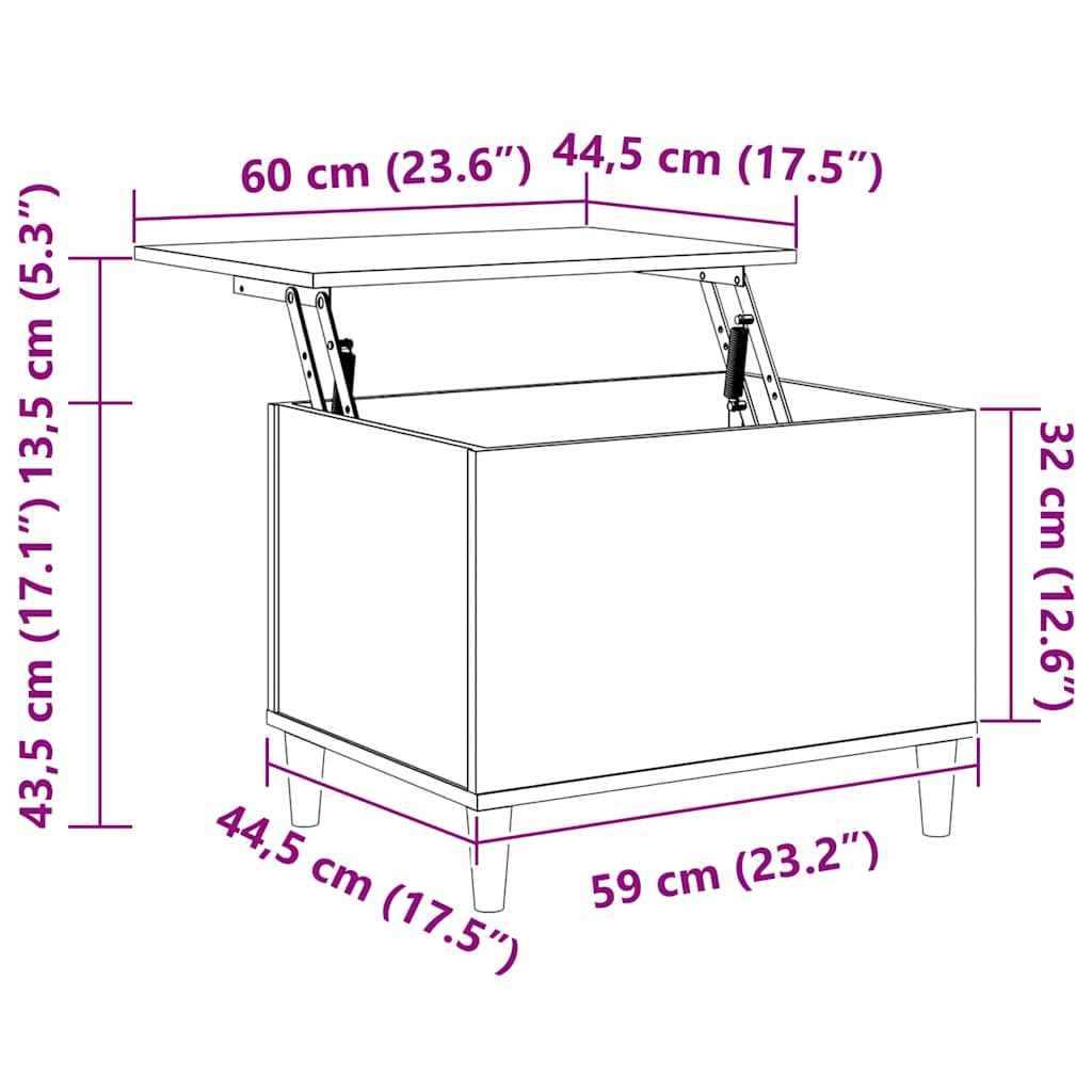 Tavolino da Salotto Nero 60x44,5x45 cm in Legno Multistrato | homemem39