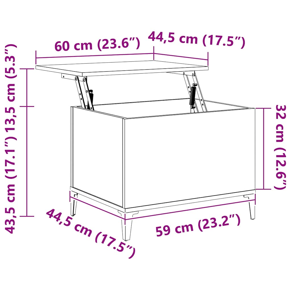 Tavolino da Salotto Rovere Fumo 60x44,5x45 cm Legno Multistrato | homemem39