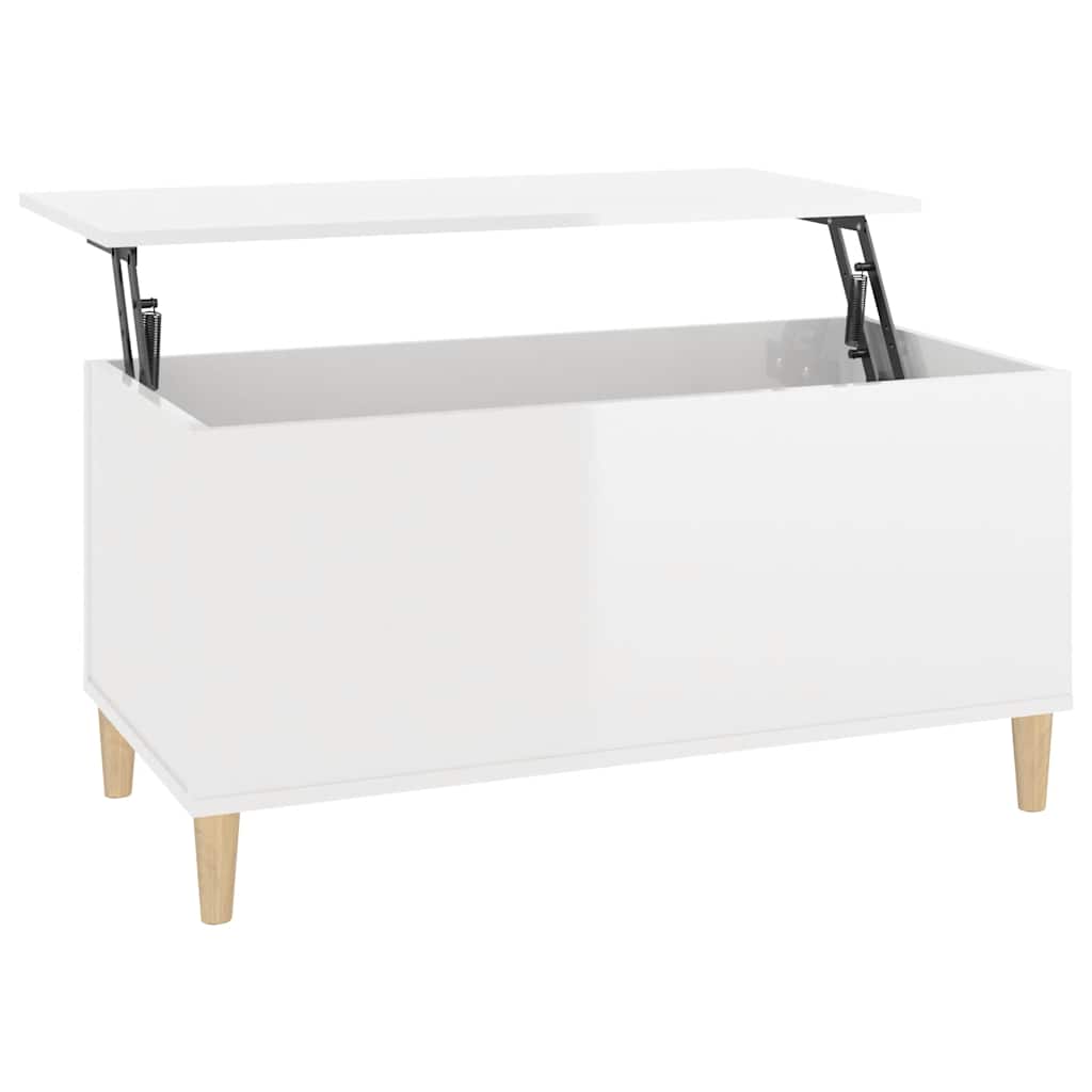 Tavolino Salotto Bianco Lucido 90x44,5x45 cm Legno Multistrato | homemem39