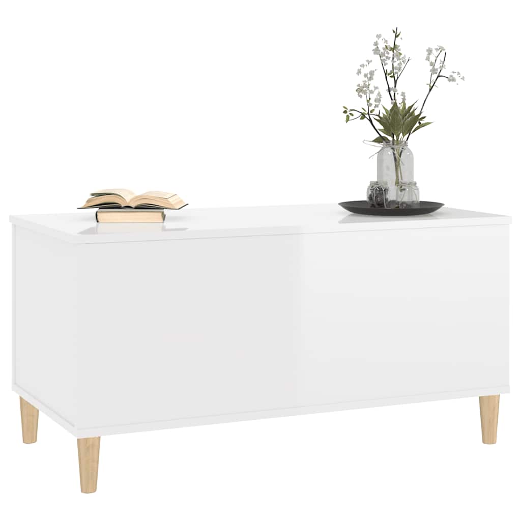 Tavolino Salotto Bianco Lucido 90x44,5x45 cm Legno Multistrato | homemem39