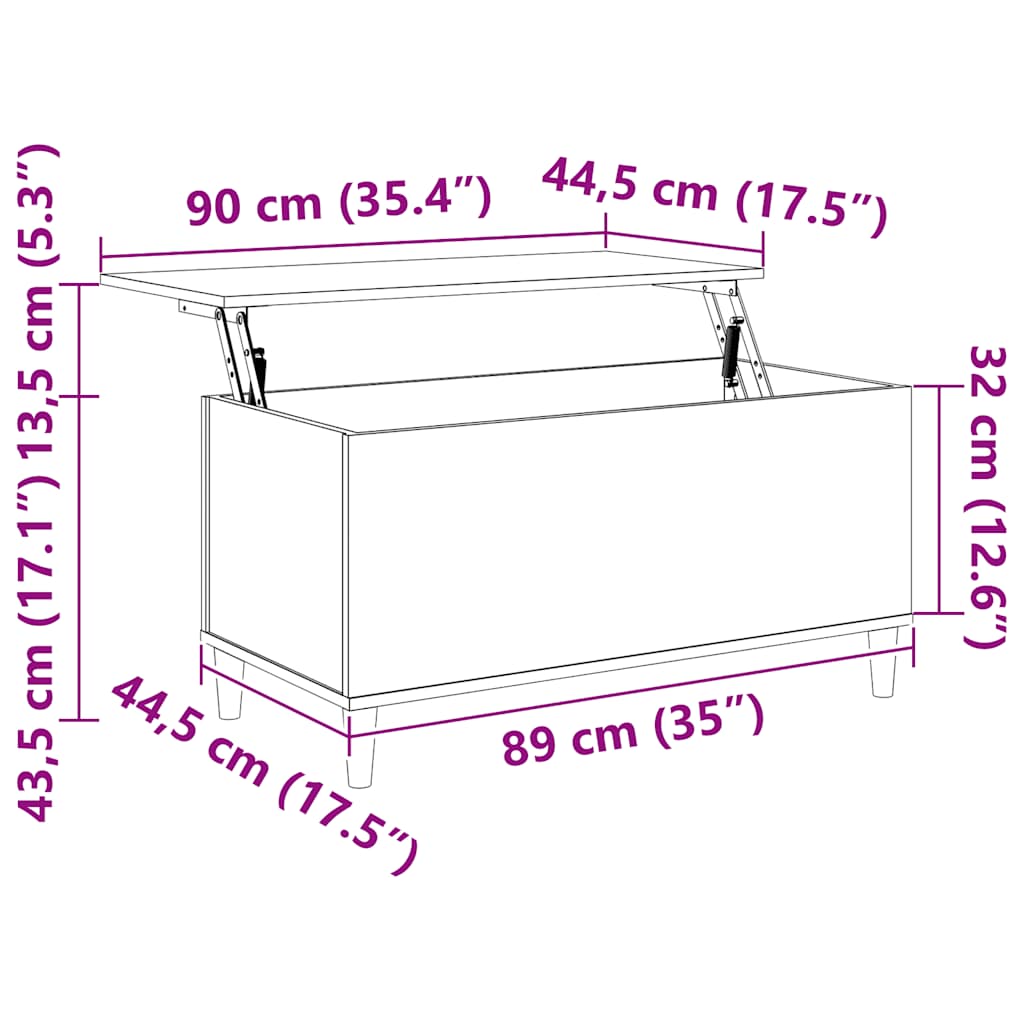 Tavolino Salotto Grigio Cemento 90x44,5x45 cm Legno Multistrato | homemem39