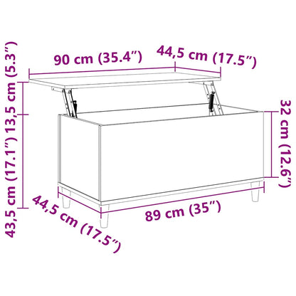 Tavolino da Salotto Rovere Fumo 90x44,5x45 cm Legno Multistrato | homemem39