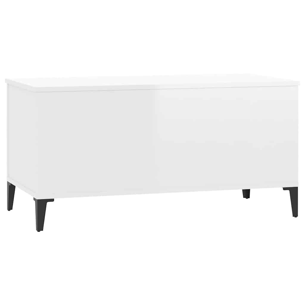 Tavolino Salotto Bianco Lucido 90x44,5x45 cm Legno Multistrato | homemem39