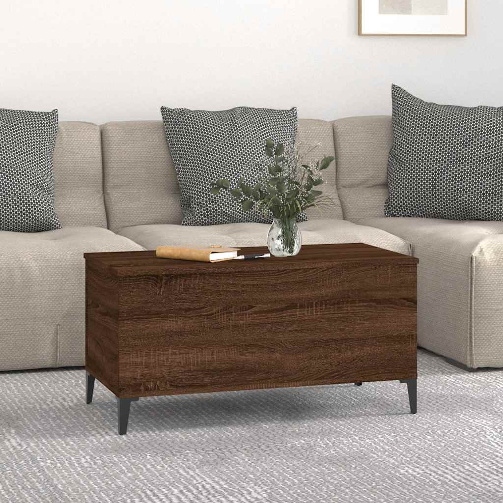 Tavolino Salotto Rovere Marrone 90x44,5x45 cm Legno Multistrato | homemem39