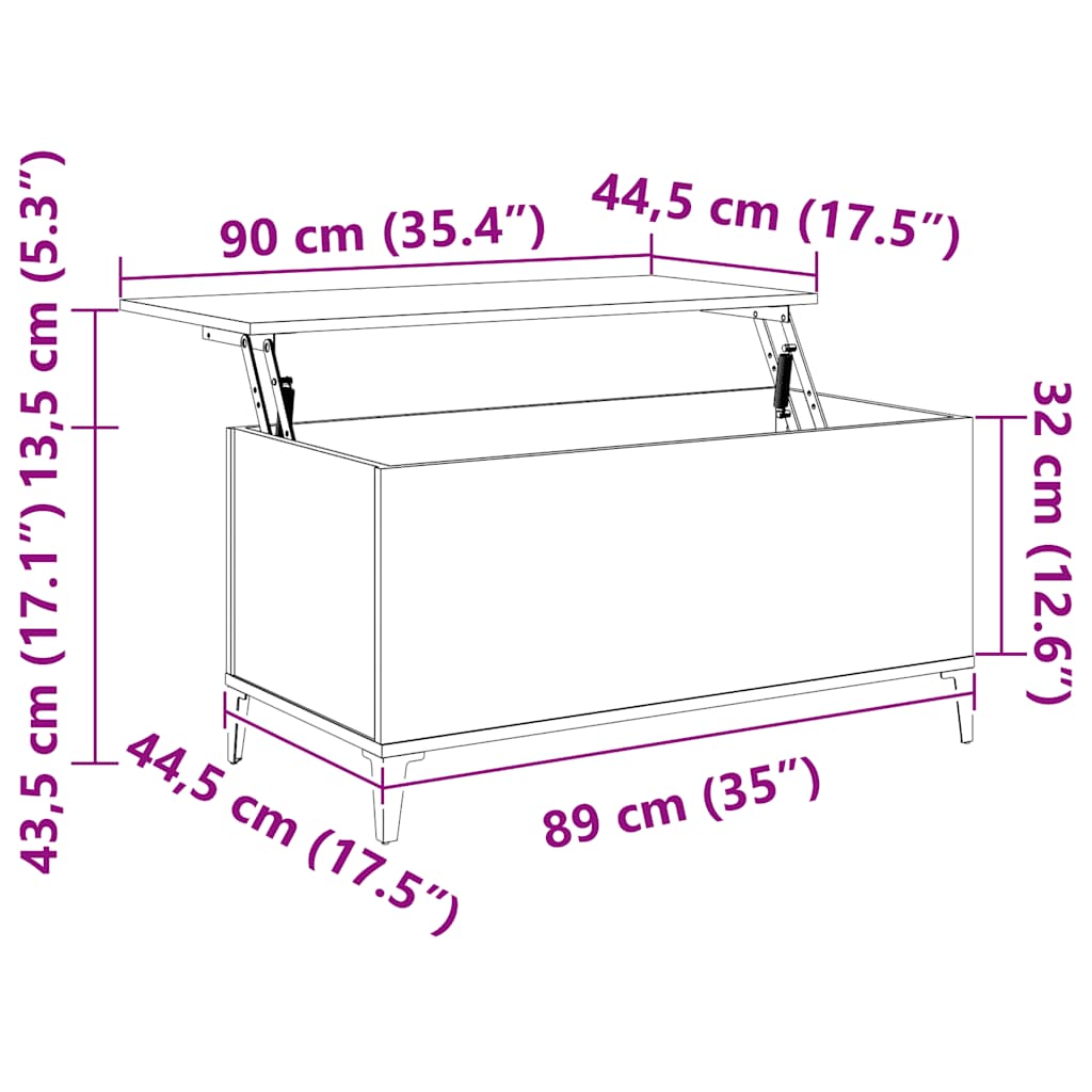 Tavolino Salotto Rovere Marrone 90x44,5x45 cm Legno Multistrato | homemem39