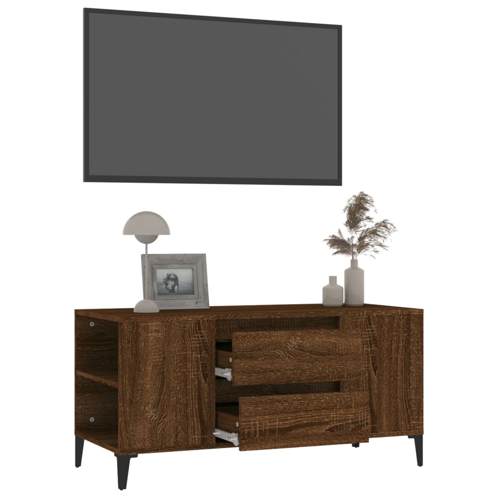Mobile Porta TV Rovere Marrone 102x44,5x50 cm Legno Multistrato - homemem39