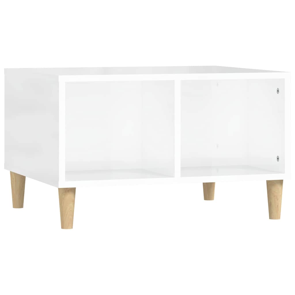 Tavolino Salotto Bianco Lucido 60x50x36,5 cm Legno Multistrato | homemem39