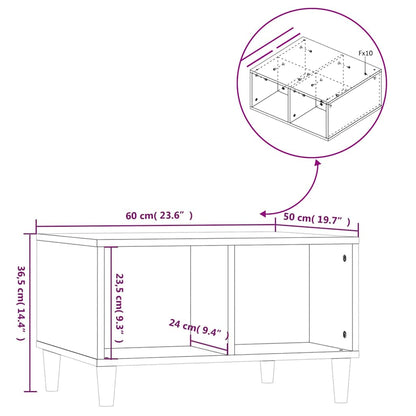 Tavolino Salotto Bianco Lucido 60x50x36,5 cm Legno Multistrato | homemem39