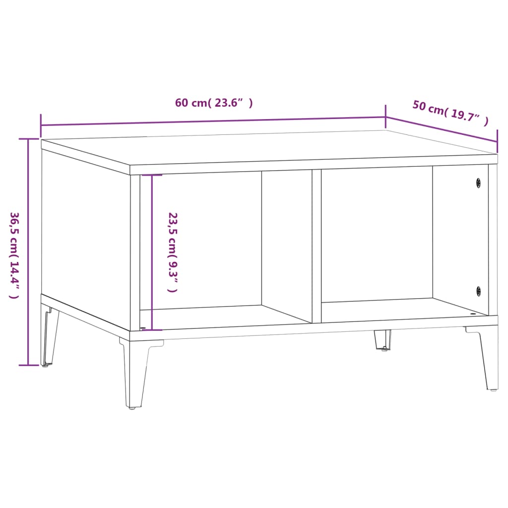 Tavolino Salotto Grigio Cemento 60x50x36,5 cm Legno Multistrato | homemem39