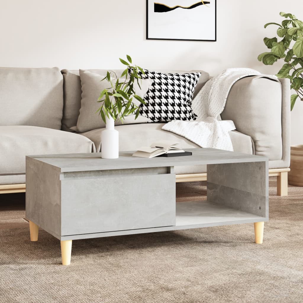 Tavolino Salotto Grigio Cemento 90x50x36,5 cm Legno Multistrato | homemem39