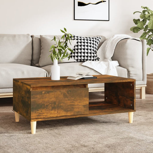 Tavolino da Salotto Rovere Fumo 90x50x36,5 cm Legno Multistrato | homemem39