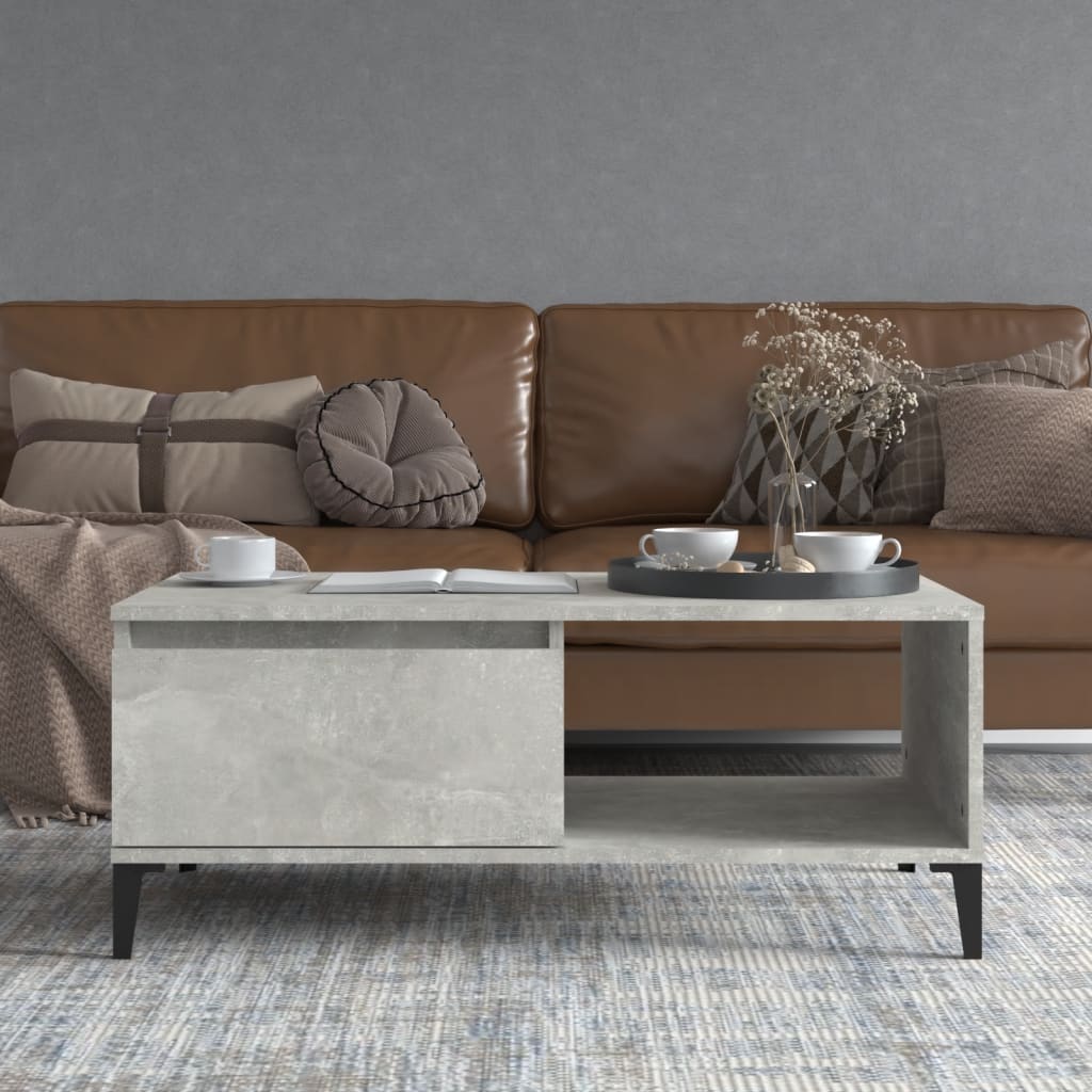 Tavolino Salotto Grigio Cemento 90x50x36,5 cm Legno Multistrato | homemem39