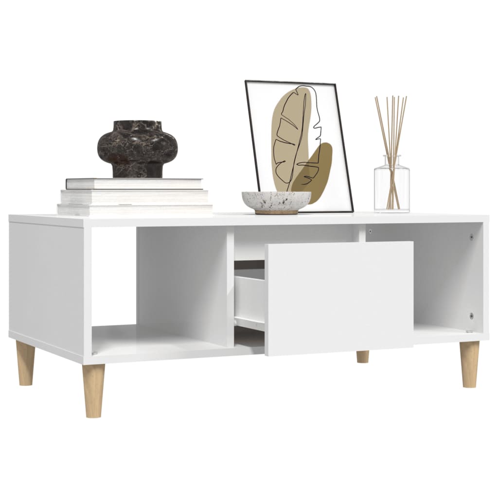 Tavolino da Salotto Bianco 90x50x36,5 cm in Legno Multistrato | homemem39