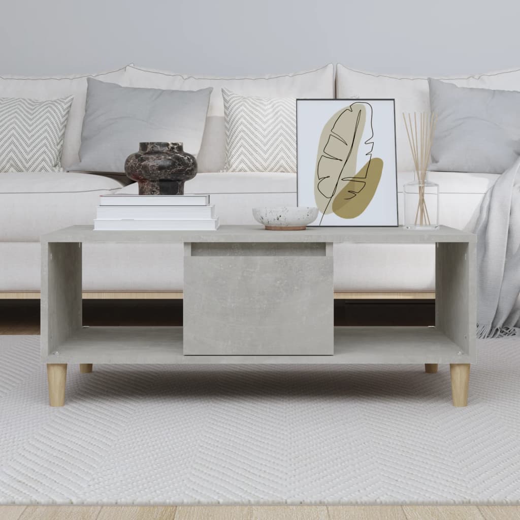 Tavolino Salotto Grigio Cemento 90x50x36,5 cm Legno Multistrato | homemem39