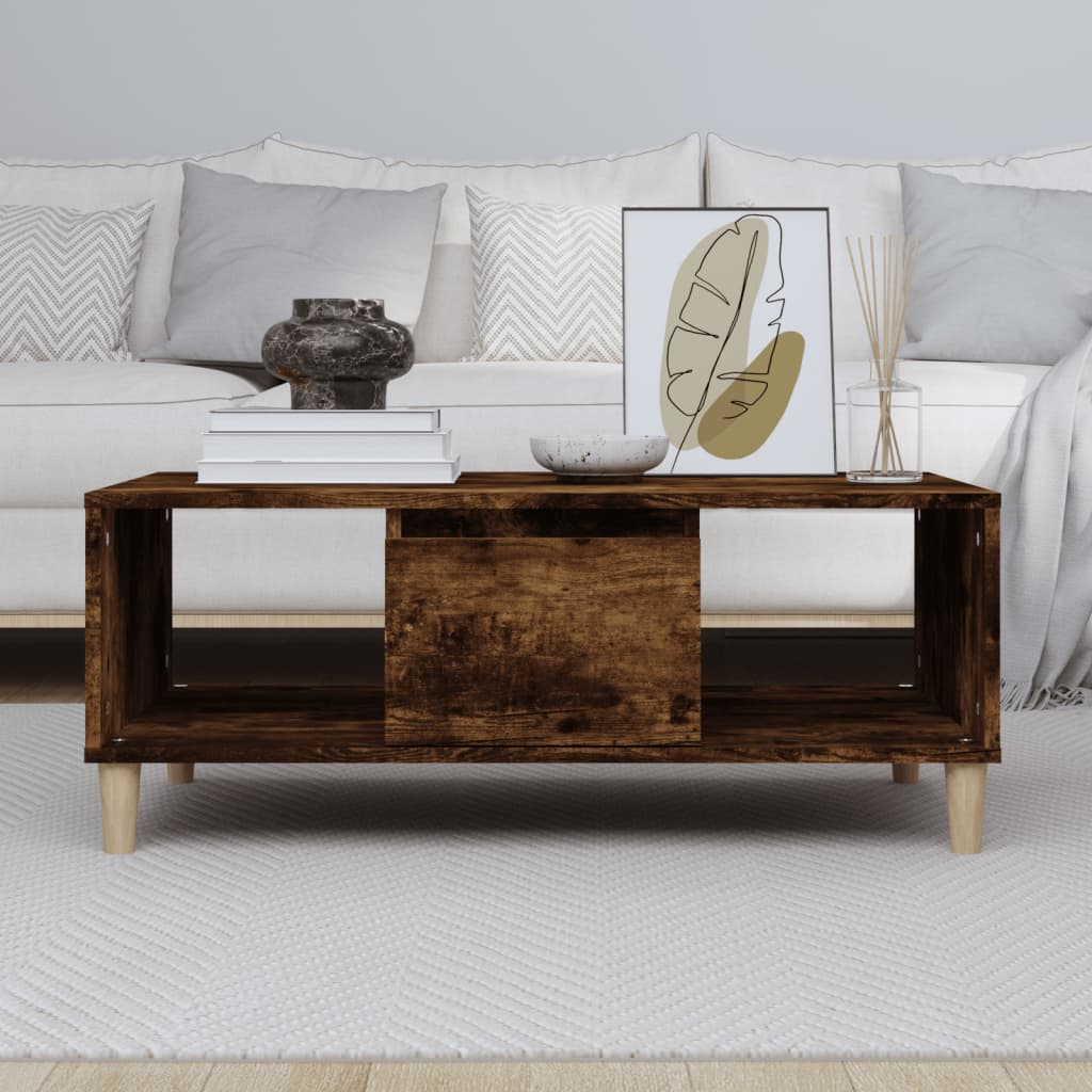 Tavolino da Salotto Rovere Fumo 90x50x36,5 cm Legno Multistrato | homemem39