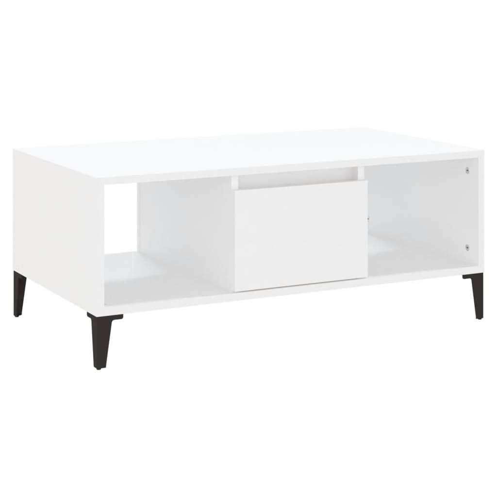 Tavolino da Salotto Bianco 90x50x36,5 cm in Legno Multistrato | homemem39