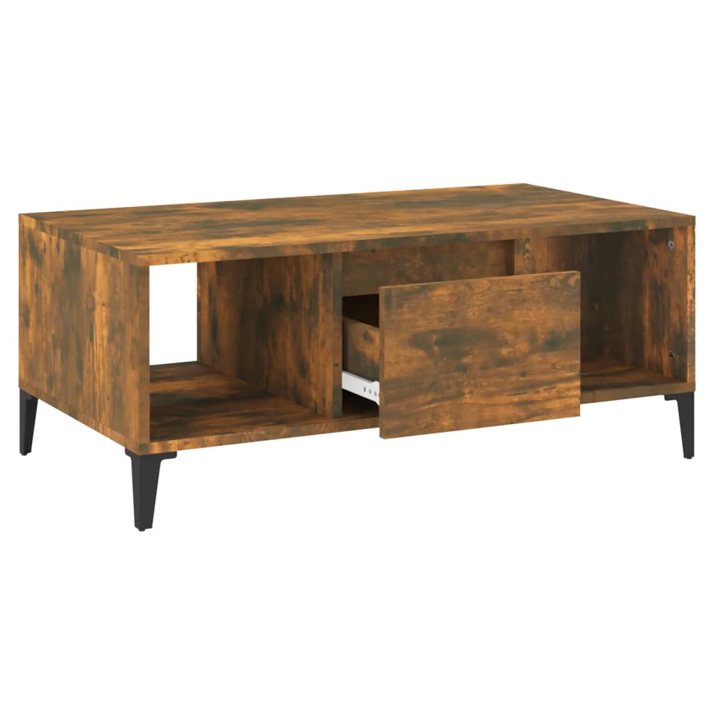 Tavolino da Salotto Rovere Fumo 90x50x36,5 cm Legno Multistrato | homemem39