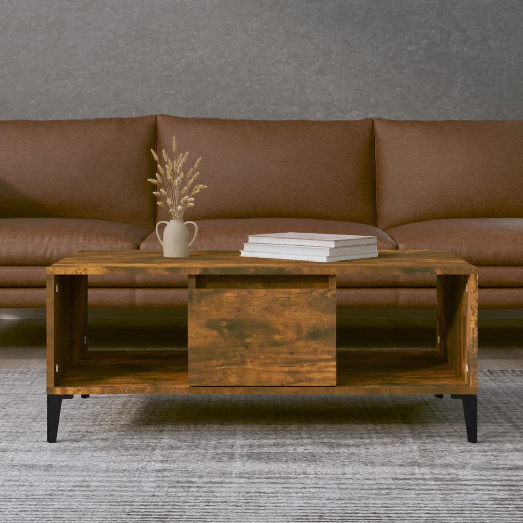 Tavolino da Salotto Rovere Fumo 90x50x36,5 cm Legno Multistrato | homemem39