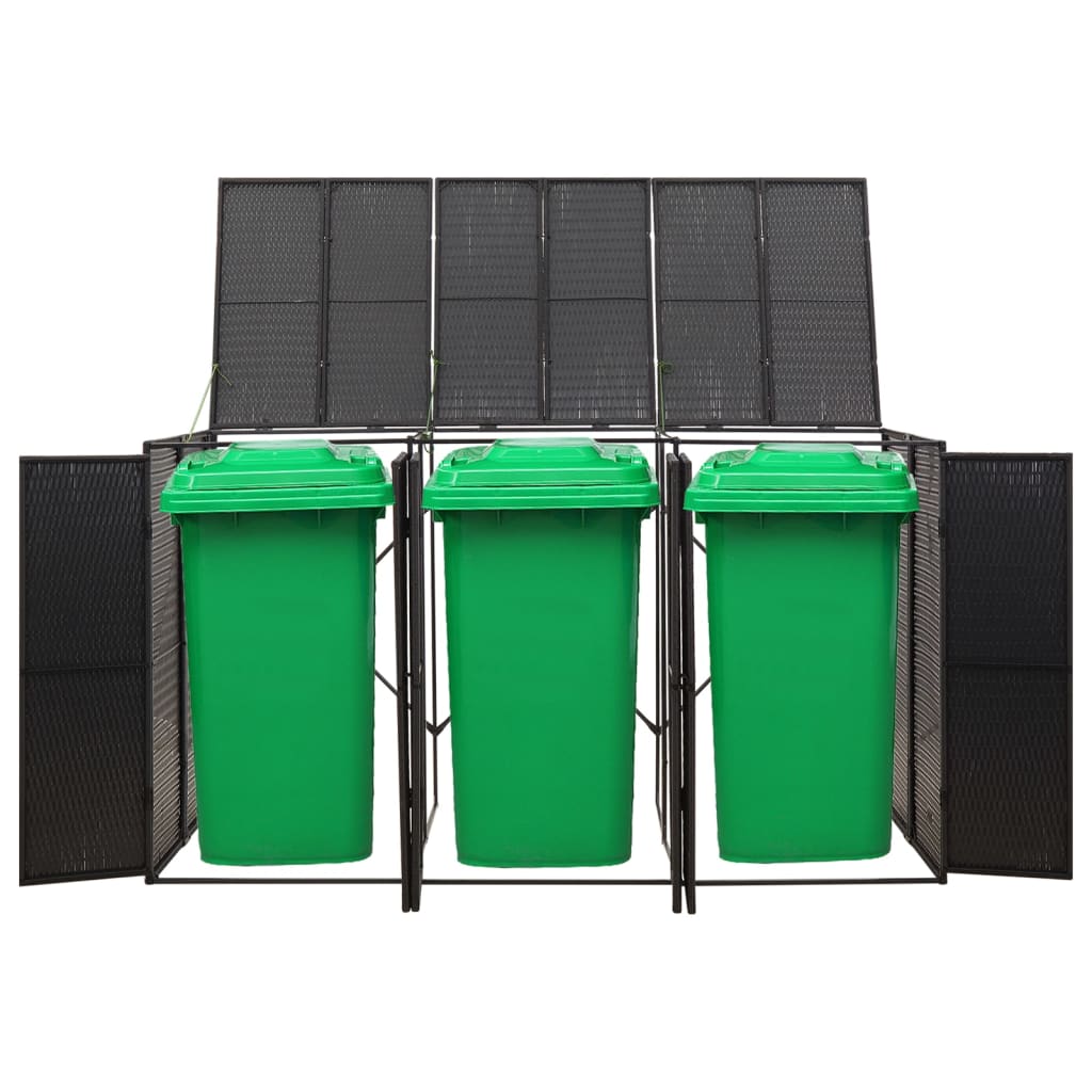 Copribidone Triplo Nero 207x80x117 cm in Polyrattan