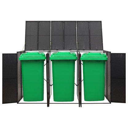Copribidone Triplo Nero 207x80x117 cm in Polyrattan