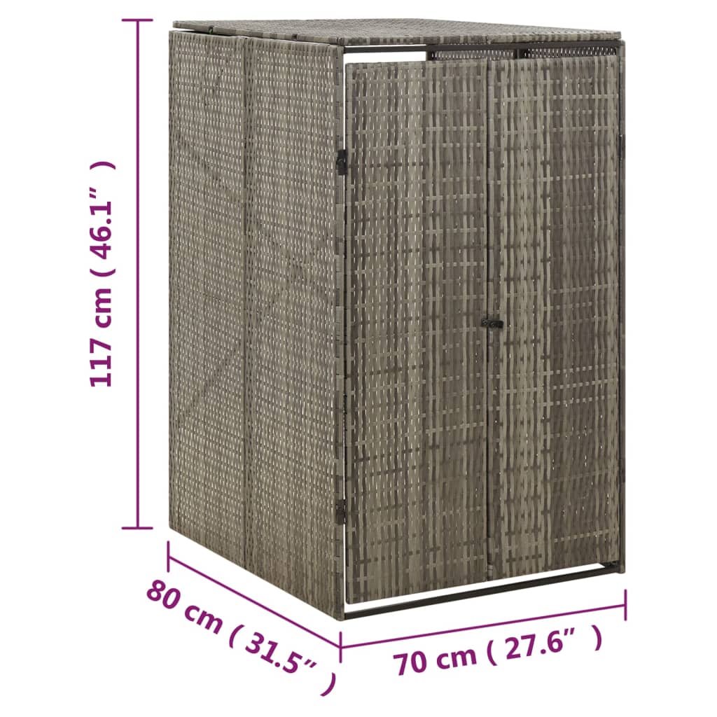 Copribidone Singolo Grigio 70x80x117 cm in Polyrattan - homemem39