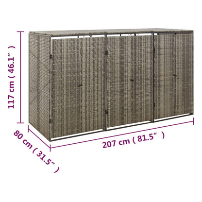 Copribidone Triplo Grigio 207x80x117 cm in Polyrattan - homemem39
