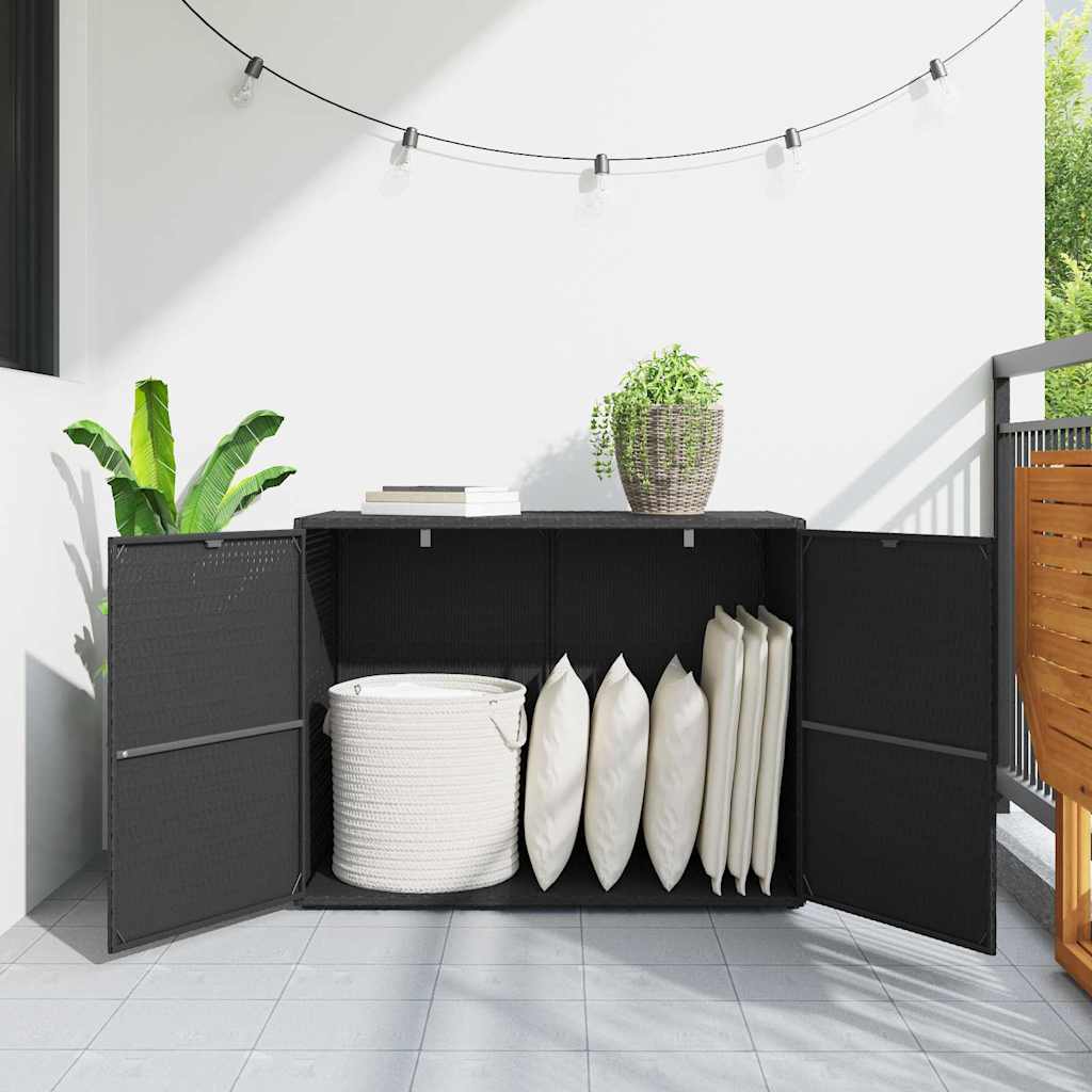 Mobiletto da giardino nero 100x55,5x80 cm in polyrattan