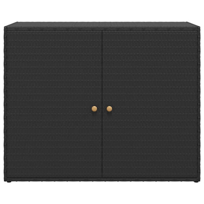 Mobiletto da giardino nero 100x55,5x80 cm in polyrattan