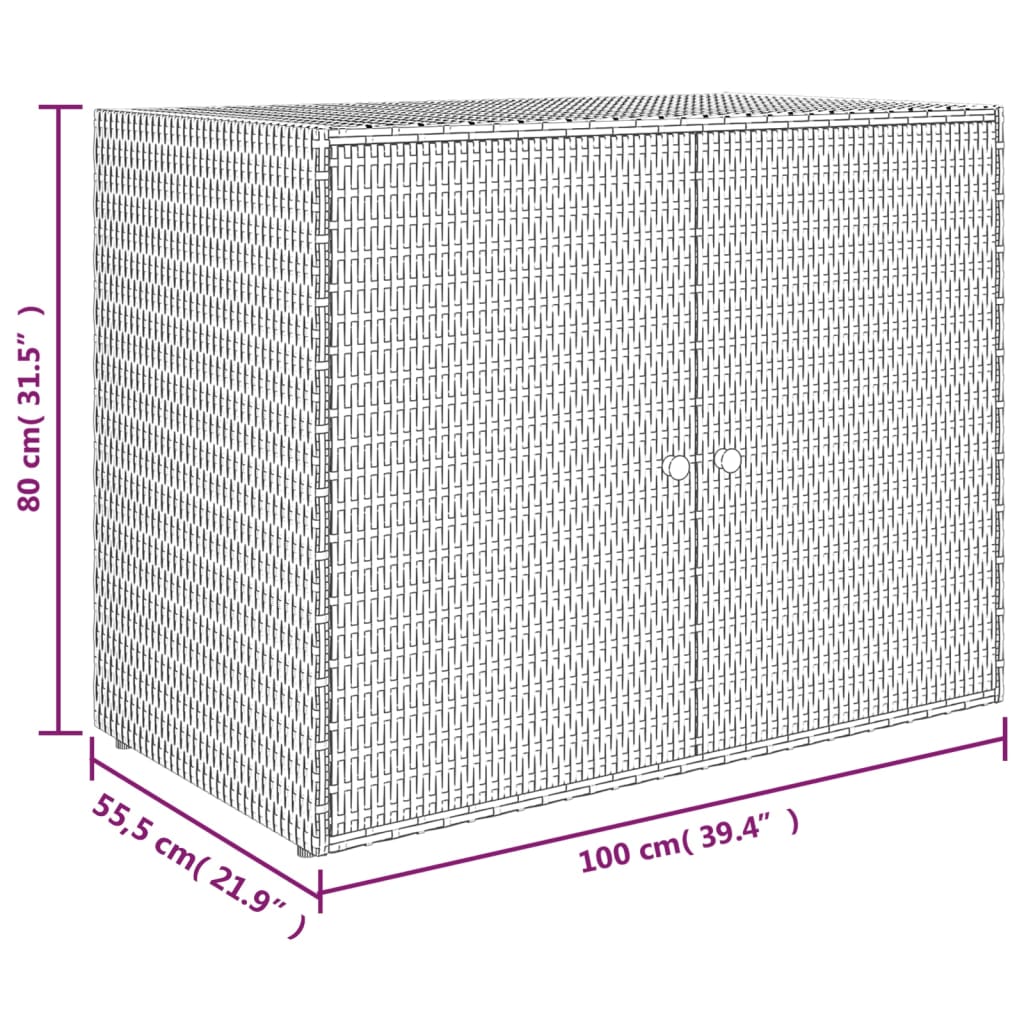 Mobile Portaoggetti da Giardino Nero 100x55,5x80 cm Polyrattan