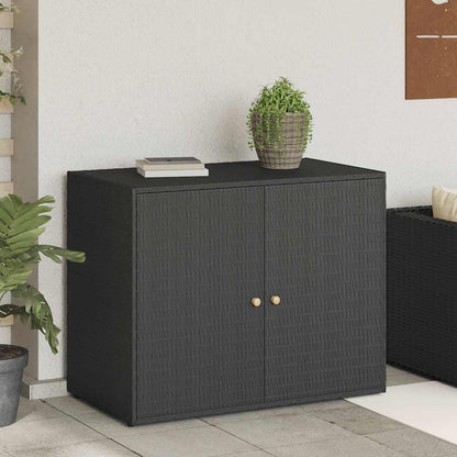 Mobiletto da giardino nero 100x55,5x80 cm in polyrattan