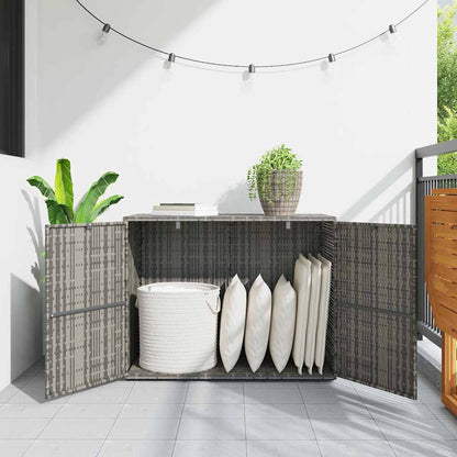 Mobile Portaoggetti da Giardino Grigio 100x55,5x80cm Polyrattan