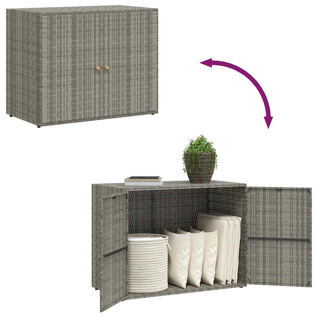 Mobile Portaoggetti da Giardino Grigio 100x55,5x80cm Polyrattan - homemem39