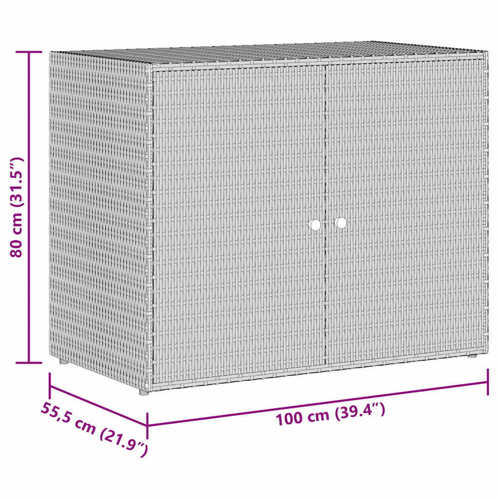 Mobile Portaoggetti da Giardino Grigio 100x55,5x80cm Polyrattan | homemem39