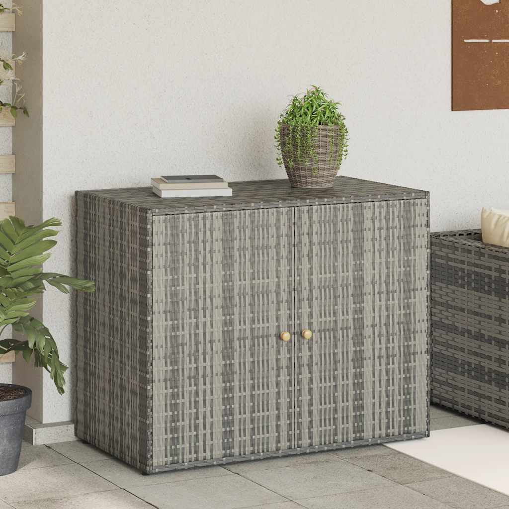 Mobile Portaoggetti da Giardino Grigio 100x55,5x80cm Polyrattan - homemem39