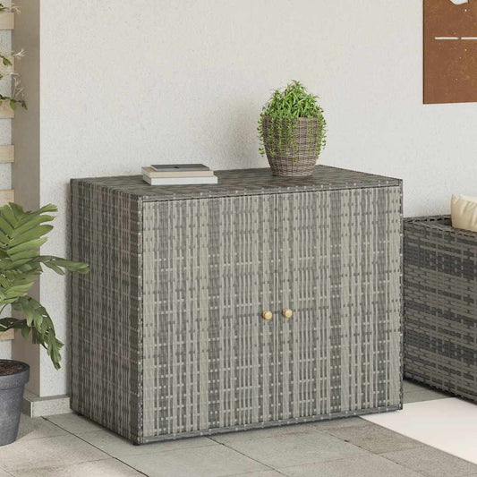 Mobile Portaoggetti da Giardino Grigio 100x55,5x80cm Polyrattan - homemem39