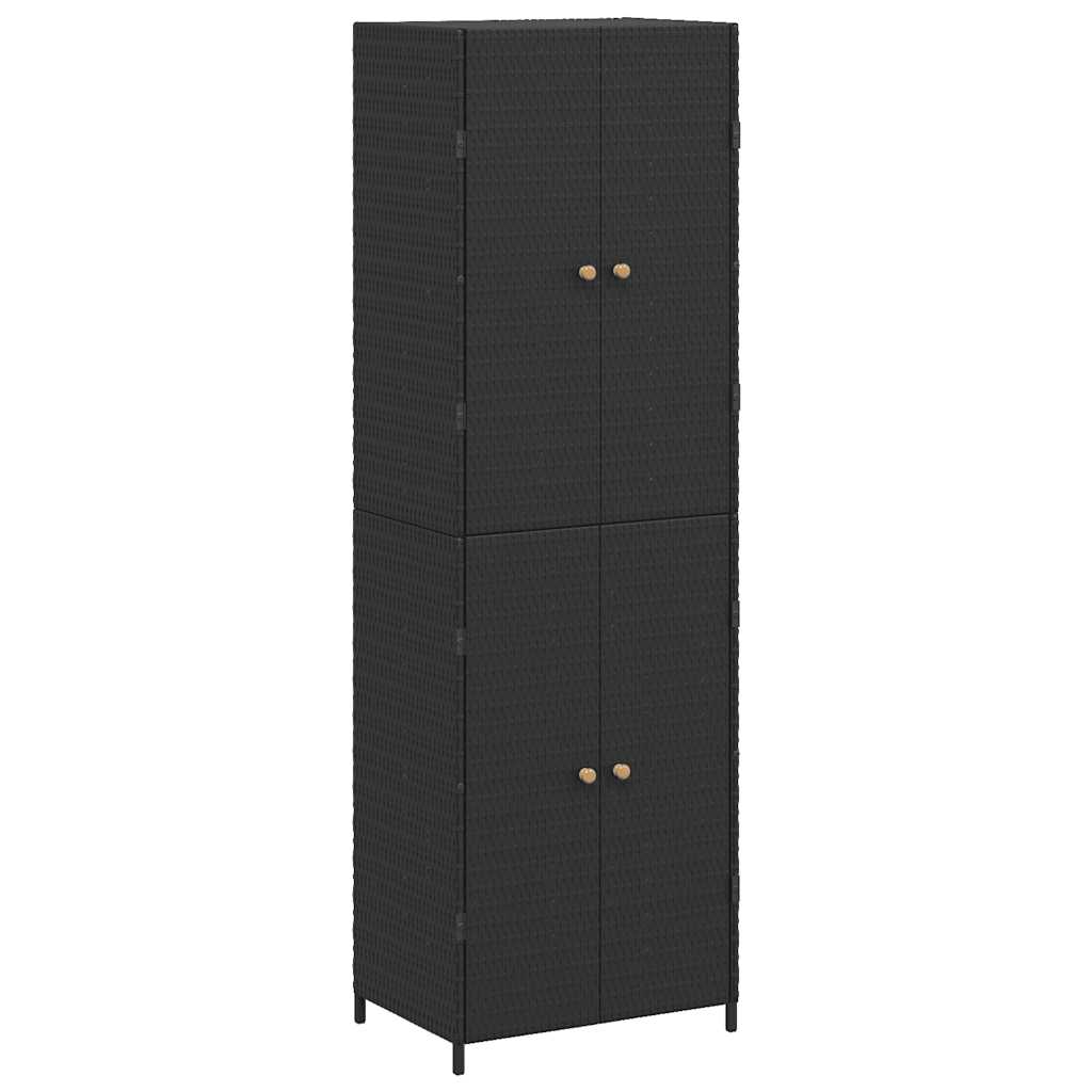 Armadietto Portaoggetti da Giardino Nero 59x40x180cm Polyrattan
