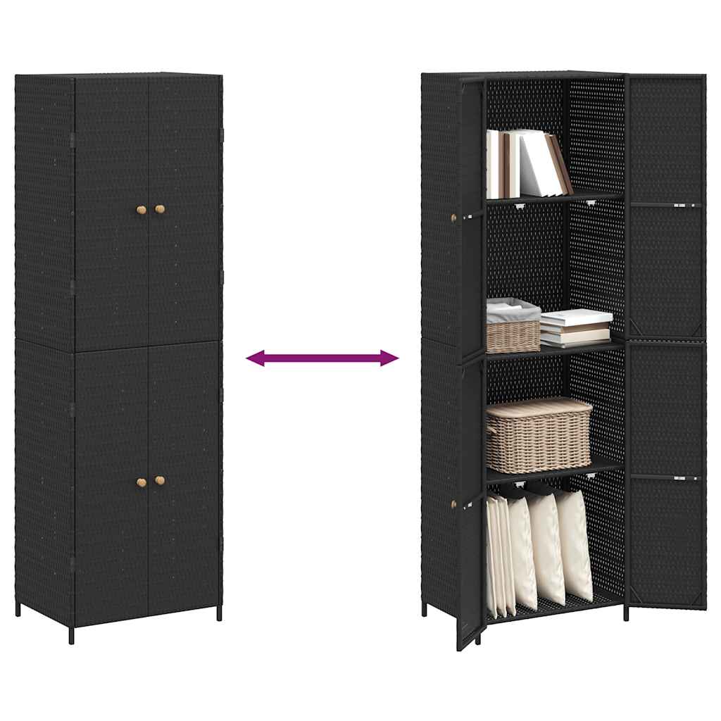 Armadietto Portaoggetti da Giardino Nero 59x40x180cm Polyrattan | homemem39