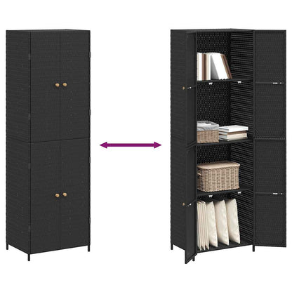 Armadietto Portaoggetti da Giardino Nero 59x40x180cm Polyrattan | homemem39