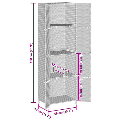 Armadietto Portaoggetti da Giardino Nero 59x40x180cm Polyrattan | homemem39