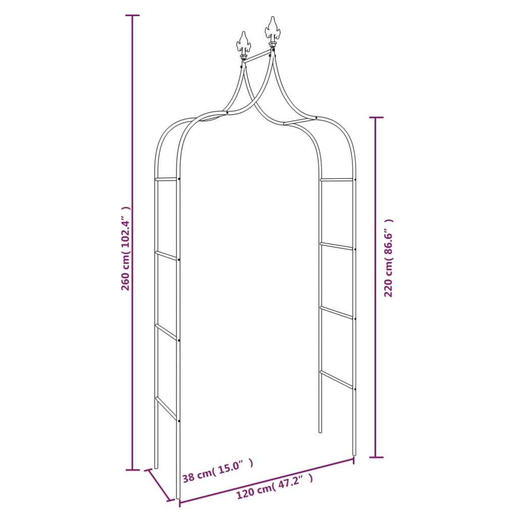 Archi da Giardino 2 pz Neri 120x38x260 cm Acciaio - homemem39