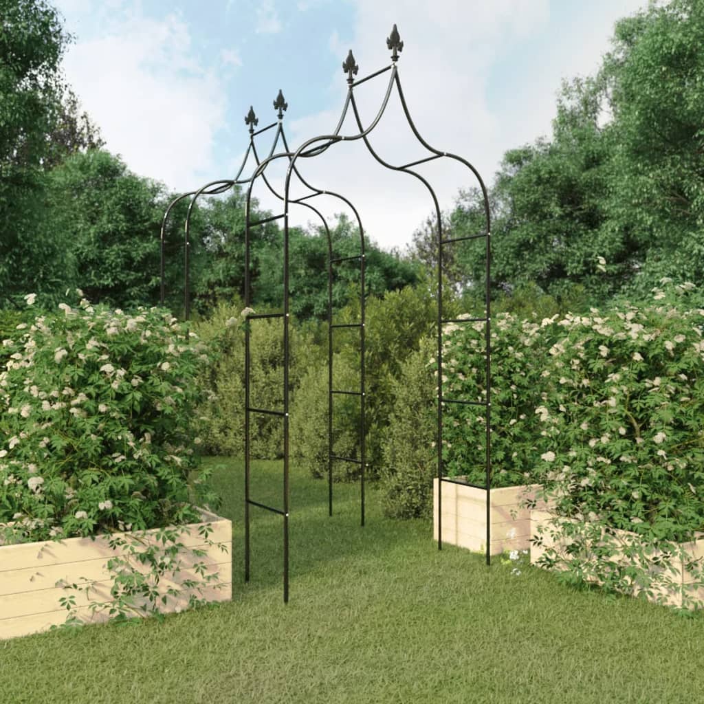 Archi da Giardino 2 pz Neri 120x38x260 cm Acciaio - homemem39