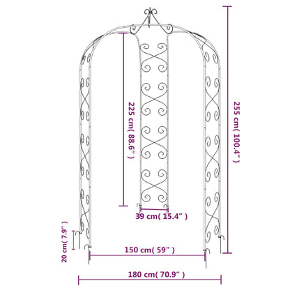 Arco da Giardino Nero Ø180x255 cm Acciaio - homemem39