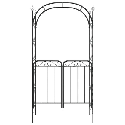 Arco da Giardino con Cancello Nero 108x45x235 cm Acciaio | homemem39