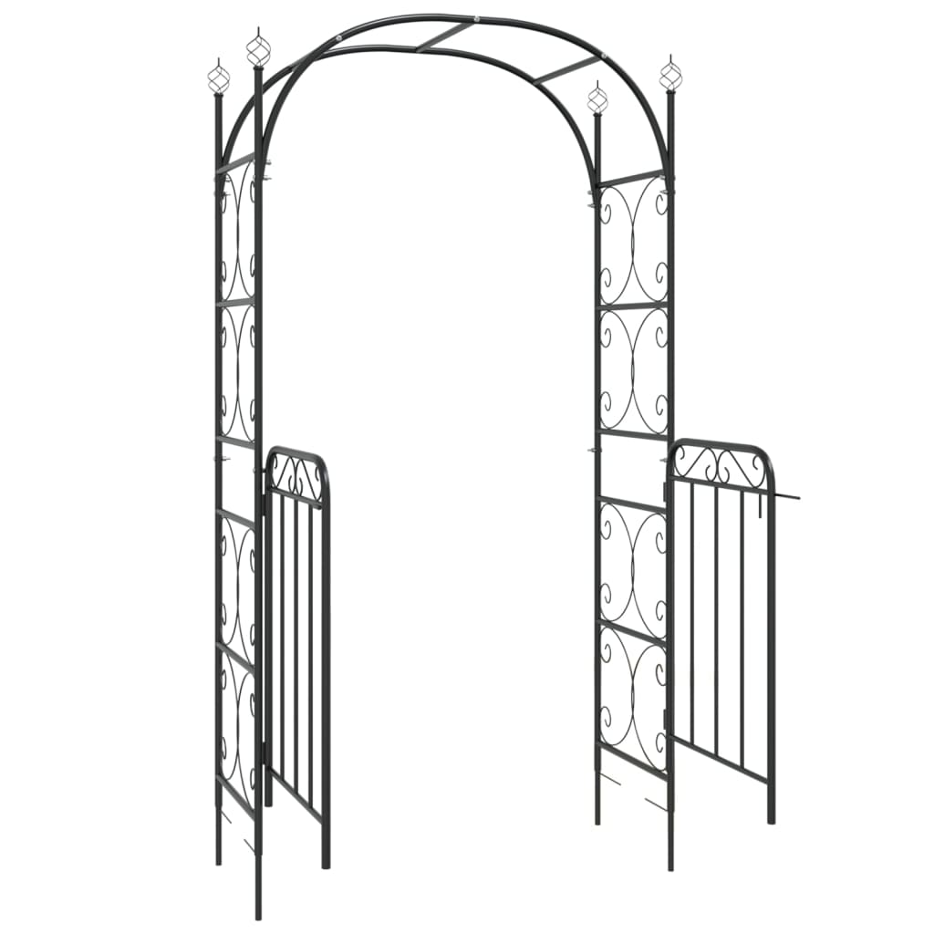 Arco da Giardino con Cancello Nero 108x45x235 cm Acciaio | homemem39