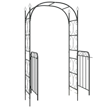 Arco da Giardino con Cancello Nero 108x45x235 cm Acciaio | homemem39