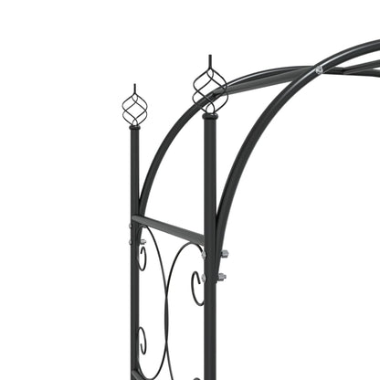 Arco da Giardino con Cancello Nero 108x45x235 cm Acciaio | homemem39