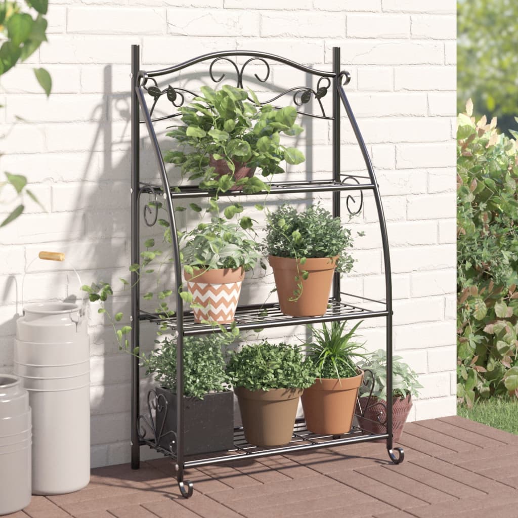 Fioriera Nera 56x30x96cm in Acciaio | homemem39