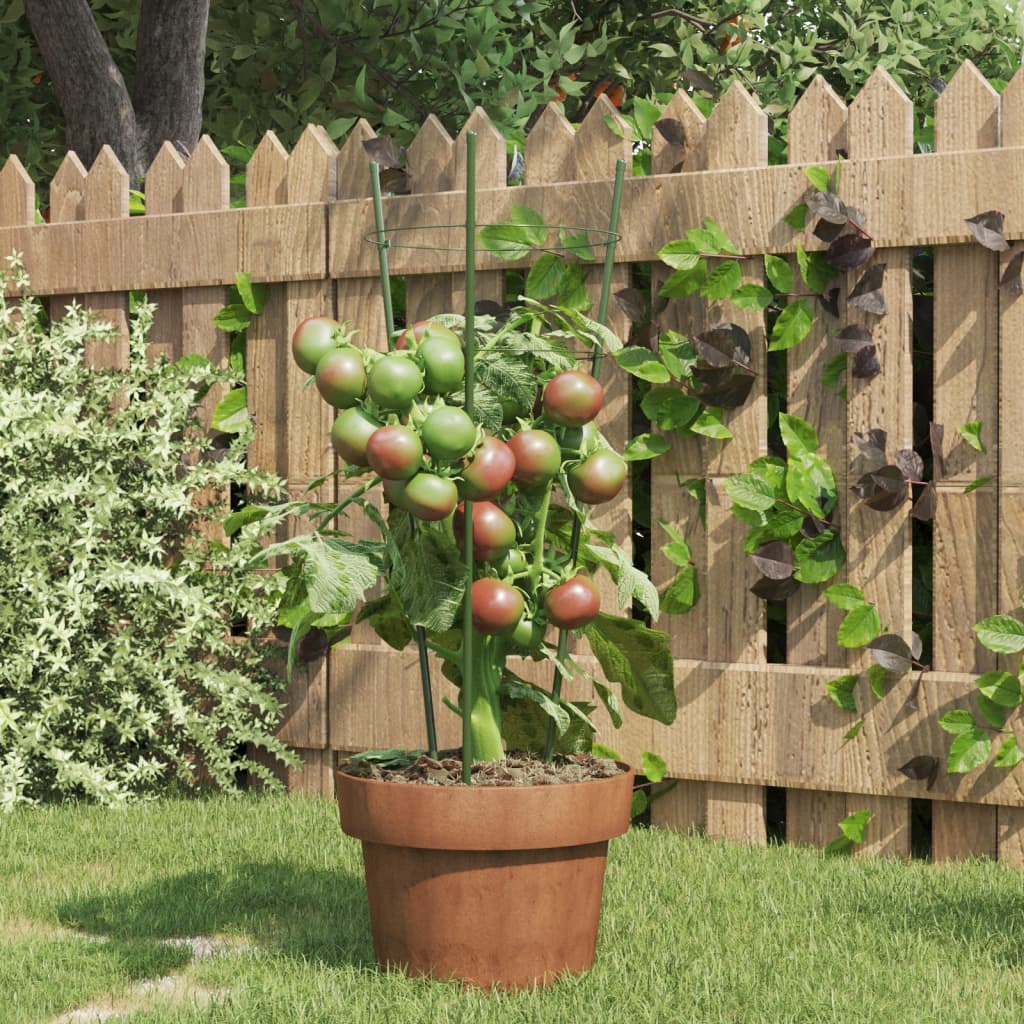 Supporti Piante da Giardino con 3 Anelli 5pz Verde 45cm Acciaio | homemem39