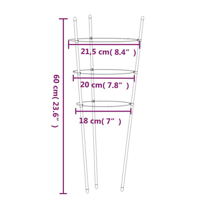 Supporti Piante da Giardino con 3 Anelli 5pz Verde 60cm Acciaio | homemem39